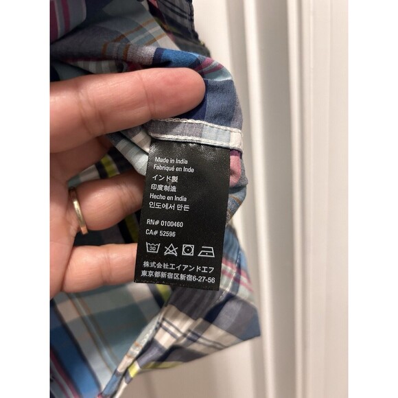 Kavu Short Sleeve Button Up Shirt Mens Size Large Green Blue Pink Plaid Outdoor - Picture 4 of 5